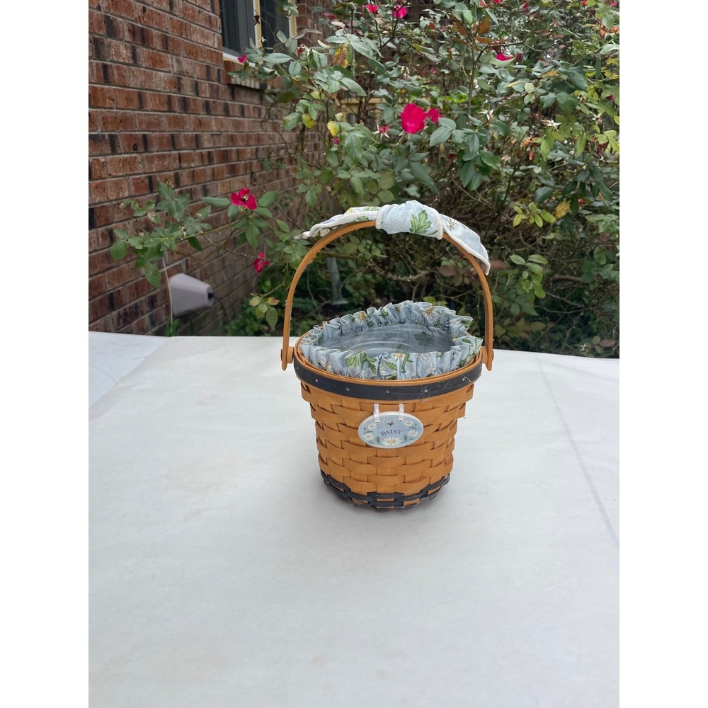Longaberger Daisy Basket, Liner, 2-piece protector and Tie-On